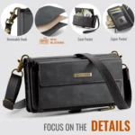 CaseMe C39 RFID Blocking Zipper Wallet Leather Phone Case with Crossbody Strap, For iPhone XR, For iPhone XS Max, For iPhone X / XS, For iPhone 7 Plus / 8 Plus - Image 4