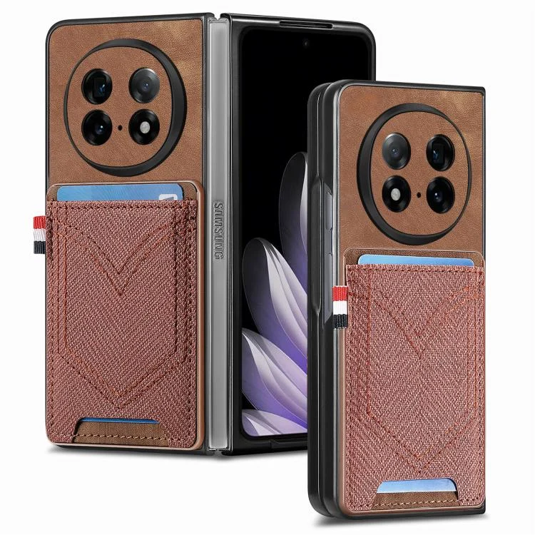 Denim Texture Leather Skin Phone Case with Card Slot, For OPPO Find N5