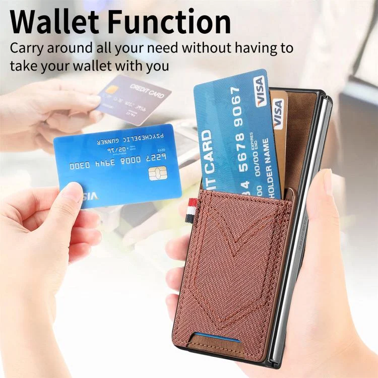 SYA002898901A_3.webp Denim Texture Leather Skin Phone Case with Card Slot, For OPPO Find N5 - Image 5