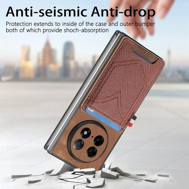 SYA002898901A_4.webp Denim Texture Leather Skin Phone Case with Card Slot, For OPPO Find N5 - Image 6