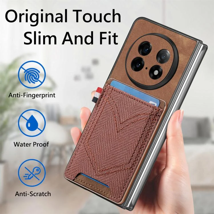 SYA002898901A_5.webp Denim Texture Leather Skin Phone Case with Card Slot, For OPPO Find N5 - Image 7