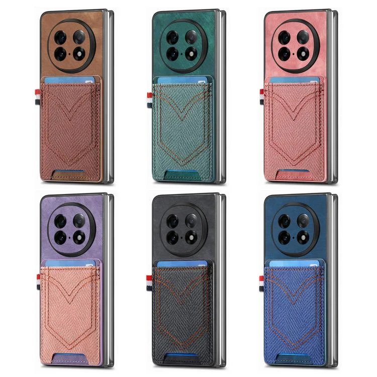 SYA0028989_B1.webp Denim Texture Leather Skin Phone Case with Card Slot, For OPPO Find N5 - Image 2