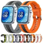Vertical Striped Two Color Silicone Watch Band - Image 2