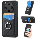 Carbon Fiber Card Wallet Ring Phone Case, For OPPO Find X8 Ultra