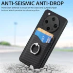 Carbon Fiber Card Wallet Ring Phone Case, For OPPO Find X8 Ultra - Image 2