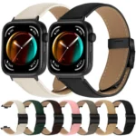 Lychee Texture Black Turtle Back Buckle Leather Watch Band - Image 2