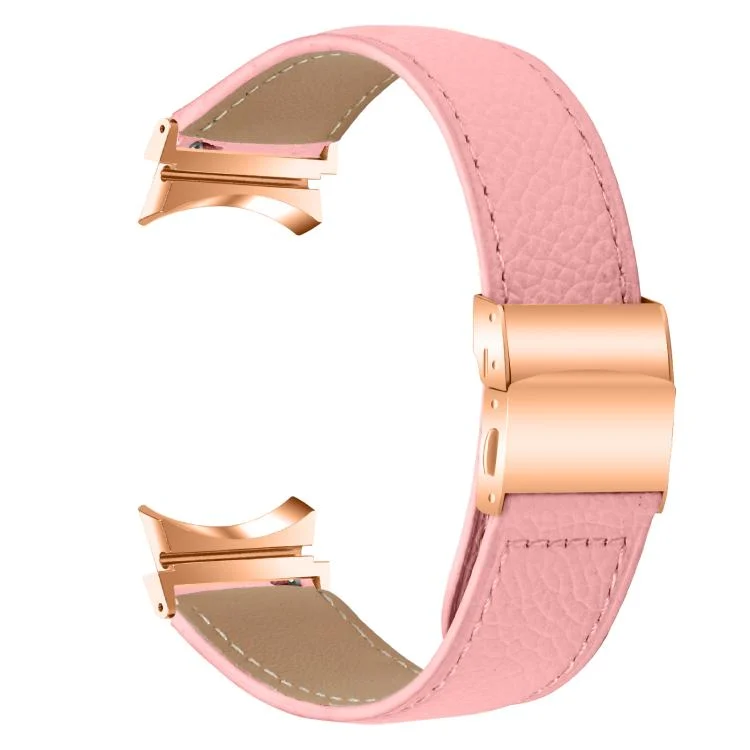 SYA002936401A_1.webp Lychee Texture Rose Gold Turtle Back Buckle Leather Watch Band - Image 5