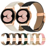 Quick Release Lychee Texture Rose Gold Turtle Back Buckle Leather Watch Band - Image 2