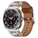 Explorer Stainless Steel Head Leather Watch Band