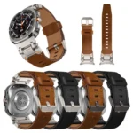 Explorer Stainless Steel Head Leather Watch Band - Image 2