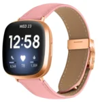 Lychee Texture Rose Gold Turtle Back Buckle Leather Watch Band