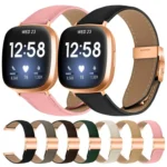 Lychee Texture Rose Gold Turtle Back Buckle Leather Watch Band - Image 4