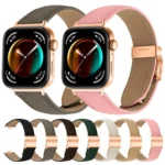 Lychee Texture Rose Gold Turtle Back Buckle Leather Watch Band - Image 4