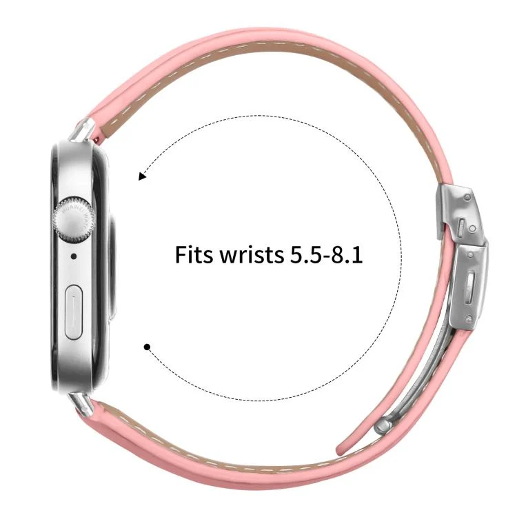 SYA002938501A_2.webp Lychee Texture Silver Turtle Back Buckle Leather Watch Band - Image 6