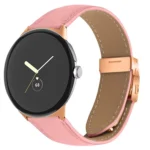 Lychee Texture Rose Gold Turtle Back Buckle Leather Watch Band