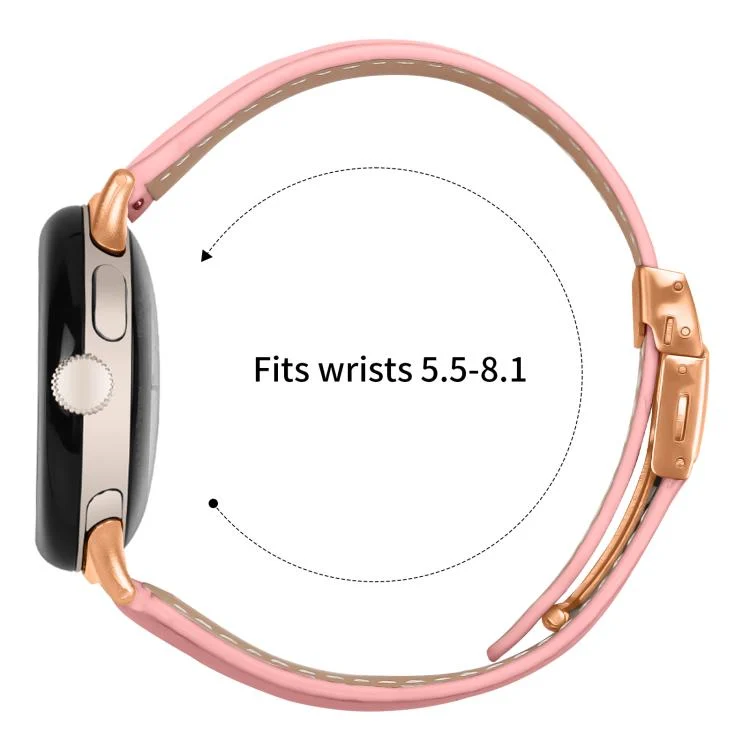 SYA002938601A_2.webp Lychee Texture Rose Gold Turtle Back Buckle Leather Watch Band - Image 6