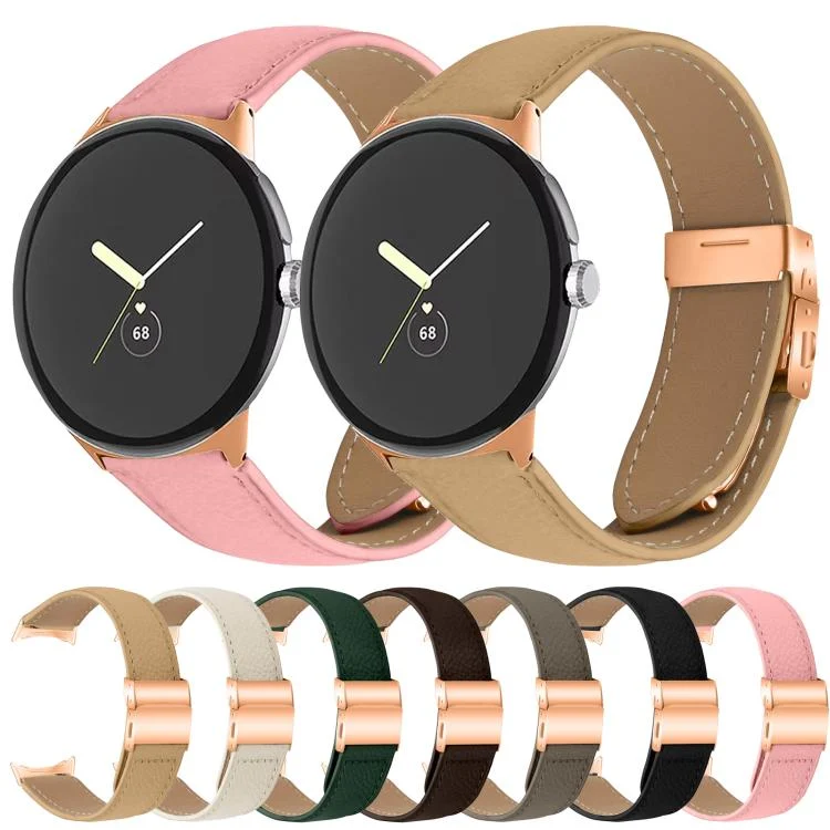 SYA0029386_B3.webp Lychee Texture Rose Gold Turtle Back Buckle Leather Watch Band - Image 4