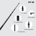 JMARY MT-65 For Action Cameras 3m Carbon Fiber Selfie Stick Monopod 5 Section Extension Pole - Image 3