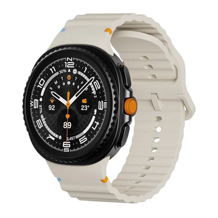 Wavy Grain Stitched Color Buckle Silicone Watch Band