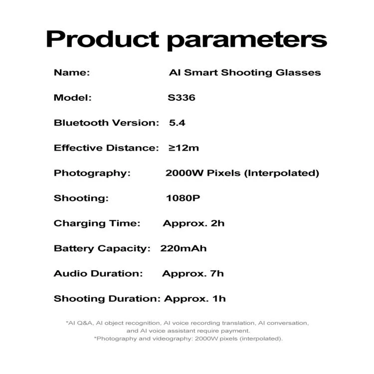 SYA0029719_B6.webp S336 Smart Glasses, Support AI Object Recognition / AI Conversations / Voice Call - Image 7