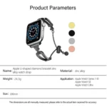 U-Shaped Diamond Bracelet Zinc Alloy Watch Band, For Apple Watch 46mm / 49mm / 45mm / 44mm, For Apple Watch 42mm / 41mm / 40mm / 38mm - Image 4