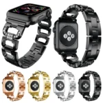 Square Diamond Zinc Alloy Watch Band, For Apple Watch 46mm / 49mm / 45mm / 44mm, For Apple Watch 42mm / 41mm / 40mm / 38mm - Image 2