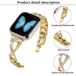Crossed Diamond Zinc Alloy Watch Band, For Apple Watch 46mm / 49mm / 45mm / 44mm, For Apple Watch 42mm / 41mm / 40mm / 38mm - Image 4
