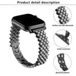 Rhombic Diamond Zinc Alloy Watch Band, For Apple Watch 46mm / 49mm / 45mm / 44mm, For Apple Watch 42mm / 41mm / 40mm / 38mm - Image 5