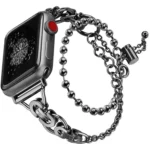 Double Circle Beaded Chain Zinc Alloy Watch Band, For Apple Watch 46mm / 49mm / 45mm / 44mm, For Apple Watch 42mm / 41mm / 40mm / 38mm