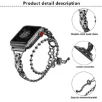 Double Circle Beaded Chain Zinc Alloy Watch Band, For Apple Watch 46mm / 49mm / 45mm / 44mm, For Apple Watch 42mm / 41mm / 40mm / 38mm - Image 4