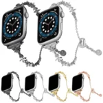 Four Leaf Clover Diamond Zinc Alloy Watch Band, For Apple Watch 46mm / 49mm / 45mm / 44mm, For Apple Watch 42mm / 41mm / 40mm / 38mm - Image 2