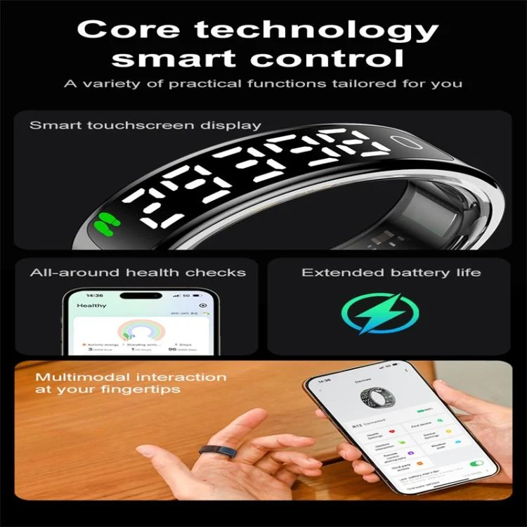 SYA0029941_B2.webp R13 SIZE 8 Smart Ring, Support Heart Rate / Blood Oxygen / Sleep Monitoring / Motion Sensing Game - Image 3