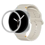 Rhombic Texture Bezel and Wavy Grain Stitched Color Buckle Silicone Watch Band