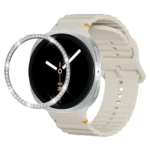 Diamond Bezel and Wavy Grain Stitched Color Buckle Silicone Watch Band