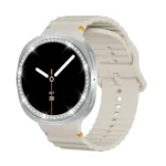 Diamond Bezel and Wavy Grain Stitched Color Buckle Silicone Watch Band - Image 4