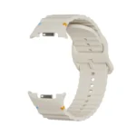 Diamond Bezel and Wavy Grain Stitched Color Buckle Silicone Watch Band - Image 6