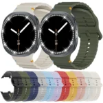Diamond Bezel and Wavy Grain Stitched Color Buckle Silicone Watch Band - Image 2