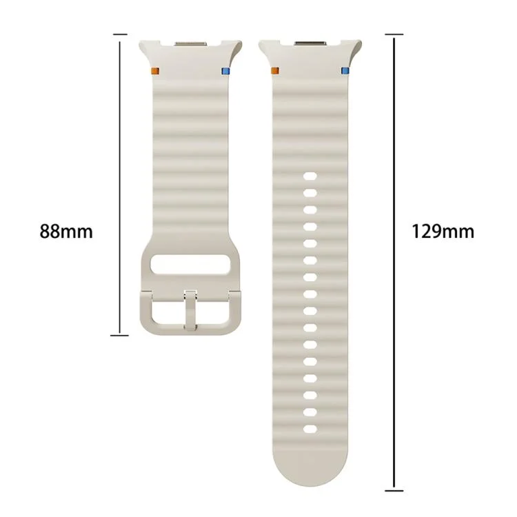SYA0029982_B2.webp Diamond Bezel and Wavy Grain Stitched Color Buckle Silicone Watch Band - Image 3