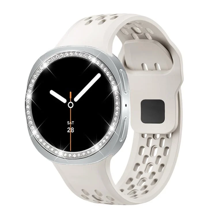 SYA003000601A_1.webp Diamond Bezel and Black Reverse Buckle Silicone Watch Band - Image 4