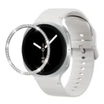 Diamond Bezel and Solid Color Stitched Silicone Watch Band