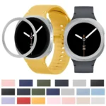 Rhombic Texture Bezel and Solid Color Stitched Silicone Watch Band - Image 2
