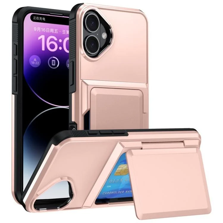 Kalebol Flip Card Wallet Holder Shockproof Phone Case, For iPhone 16 Plus, For iPhone 16, For iPhone 15 Pro Max
