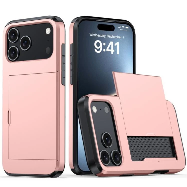 Kalebol 2 in 1 Shockproof Sliding Card Slot Phone Case, For iPhone 17 Pro Max, For iPhone 17 Pro