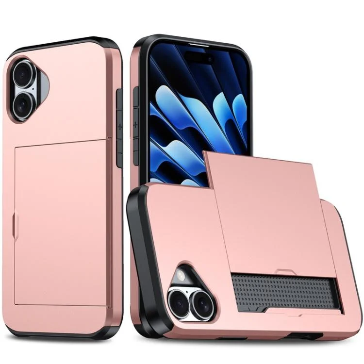 Kalebol 2 in 1 Shockproof Sliding Card Slot Phone Case, For iPhone 17, For iPhone 17 Air