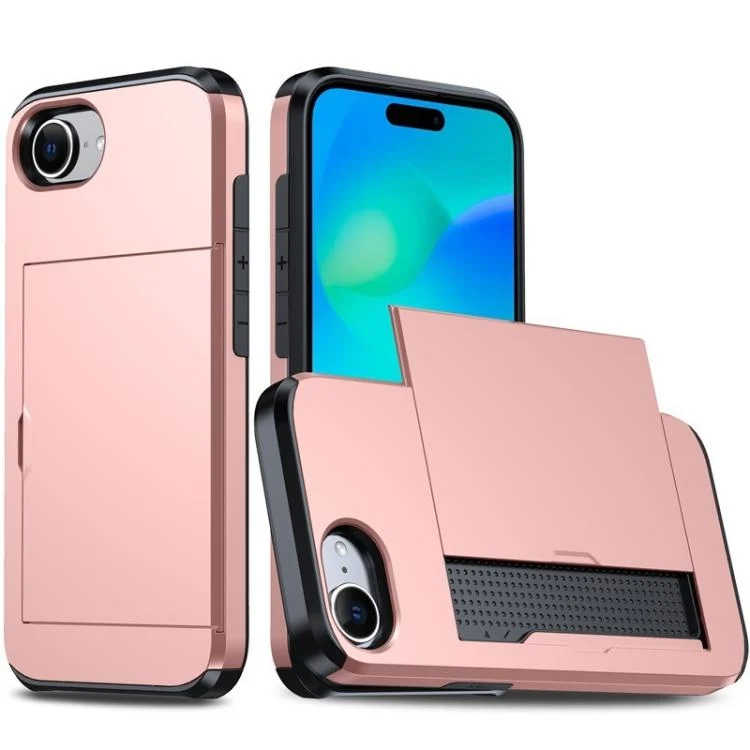 Kalebol 2 in 1 Shockproof Sliding Card Slot Phone Case, For iPhone 16e, For iPhone 16 Pro Max