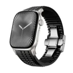 Knurled Texture Folding Buckle Silicone Watch Band, For Apple Watch 46mm / 49mm / 45mm / 44mm