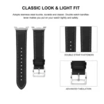 Stainless Steel Silver Buckle Genuine Leather Watch Band - Image 4