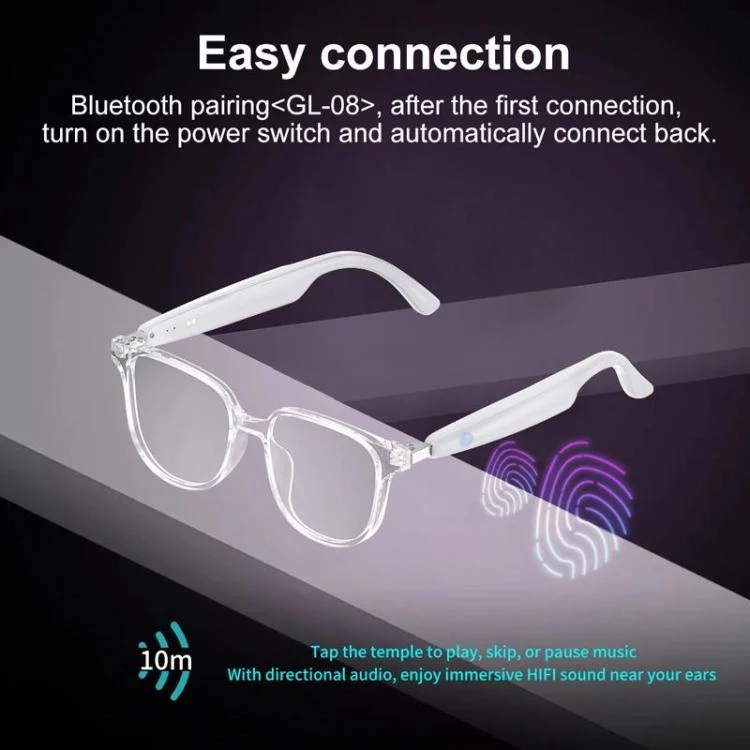 SYA0030254_B2.webp GL08 Smart Glasses, Support Touch Control / Built-in Call Microphone / Open Style Audio Experience - Image 3