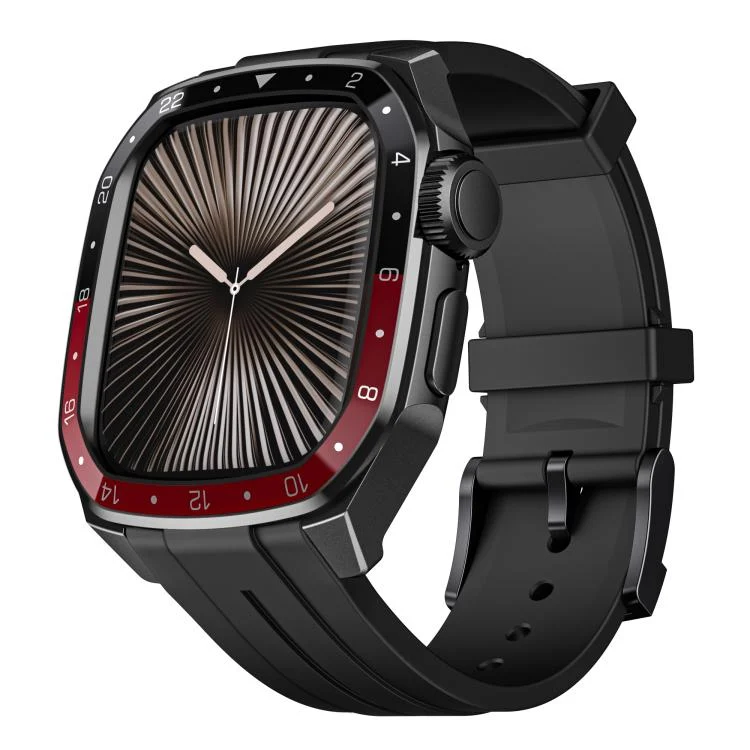 Scale Model Integrated Metal Frame Silicone Watch Band, For Apple Watch Series 10 46mm