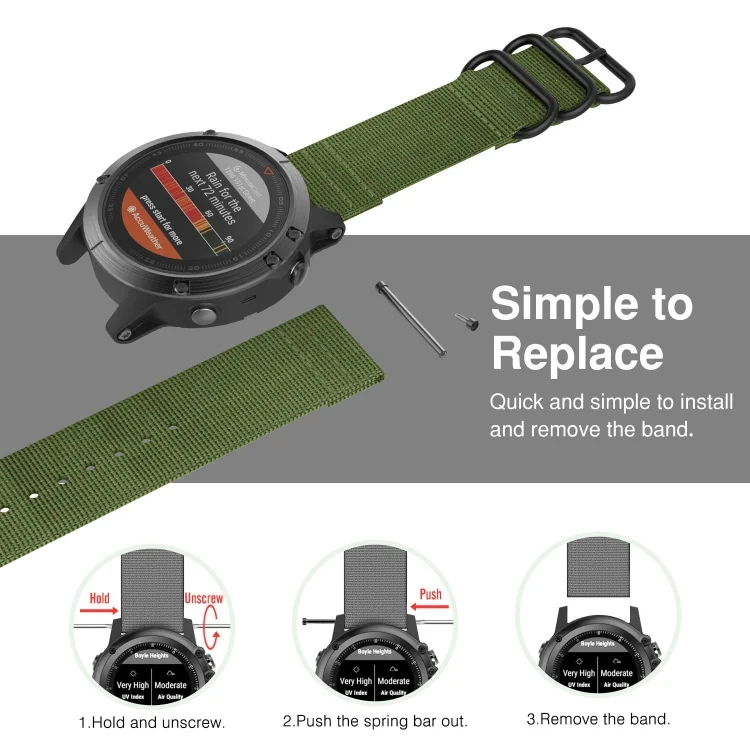 SYA00688601A_4.webp For Jiamin Fenix5, 22MM Three-ring Nylon Watchband - Image 6